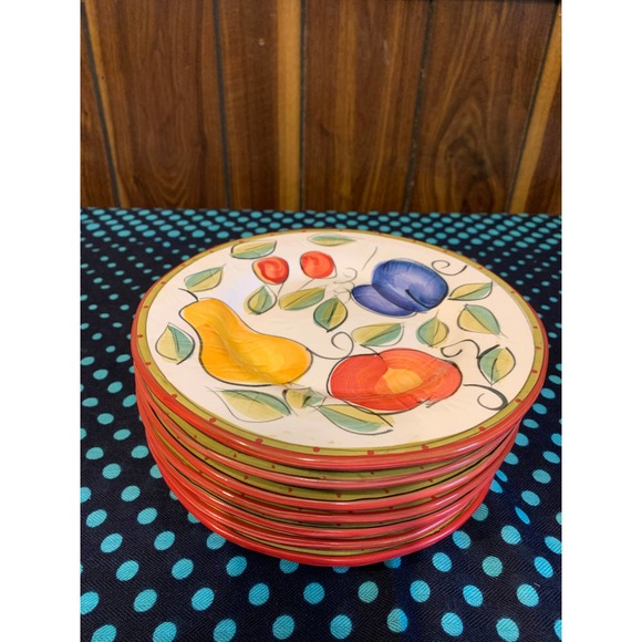 Tabletops gallery Ella 8” side plates set of 6 hand painted fruit colorful fruit - Picture 10 of 11